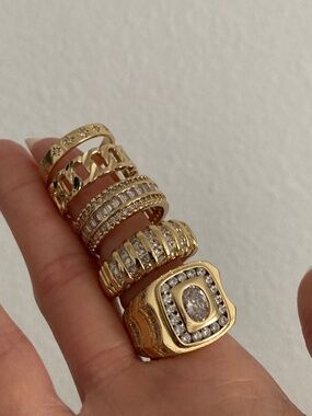 CHILD OF WILD SZ8 Ring SET Gold Stackable layering cocktail Rings Gold Set New